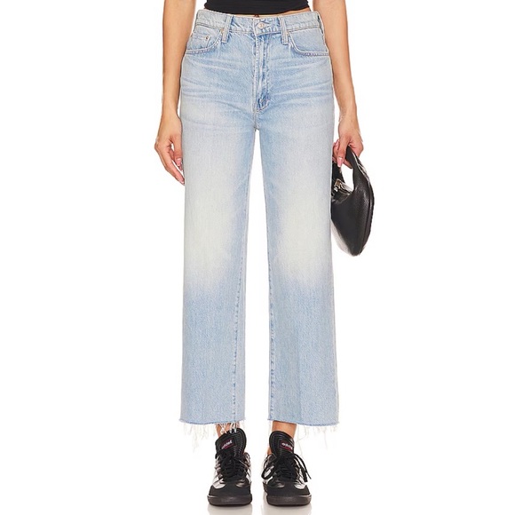 New MOTHER Superior The Rambler Zip Ankle Fray Jeans in Light Blue With The Band - Picture 1 of 15